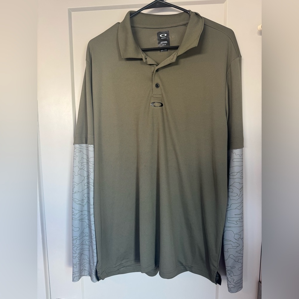 Men’s Oakley Long Sleeve Polo Regular Fit Green/camo, Size Large